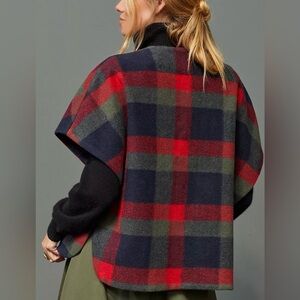 🍂 MAEVE by Anthropologie Plaid cropped Poncho / Cape 🍂